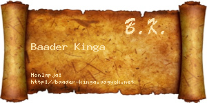 Baader Kinga névjegykártya